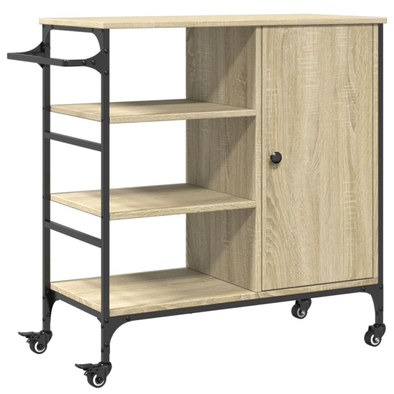 vidaXL Τρόλεϊ Κουζίνας Sonoma Δρυς 87,5x38,5x84,5 εκ. Επεξ. Ξύλο