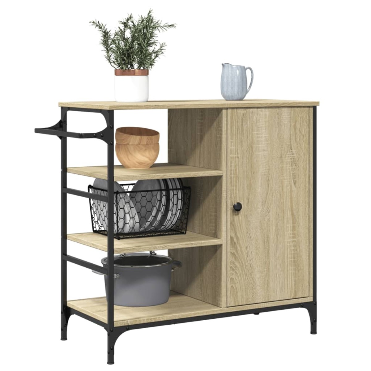 vidaXL Τρόλεϊ Κουζίνας Sonoma Δρυς 87,5x38,5x84,5 εκ. Επεξ. Ξύλο