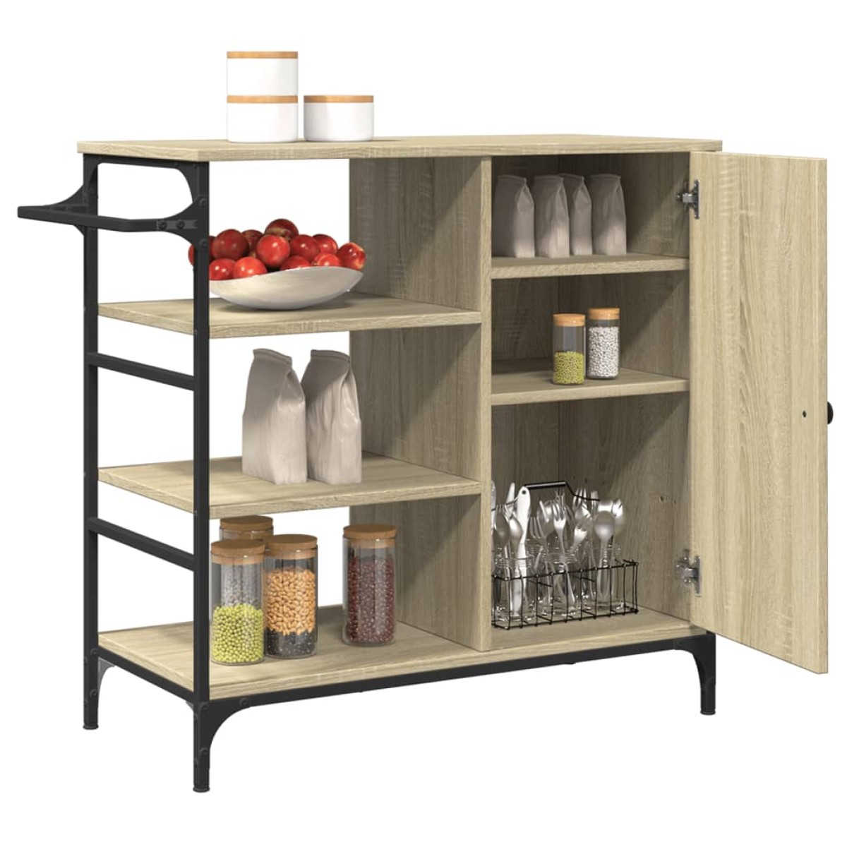 vidaXL Τρόλεϊ Κουζίνας Sonoma Δρυς 87,5x38,5x84,5 εκ. Επεξ. Ξύλο