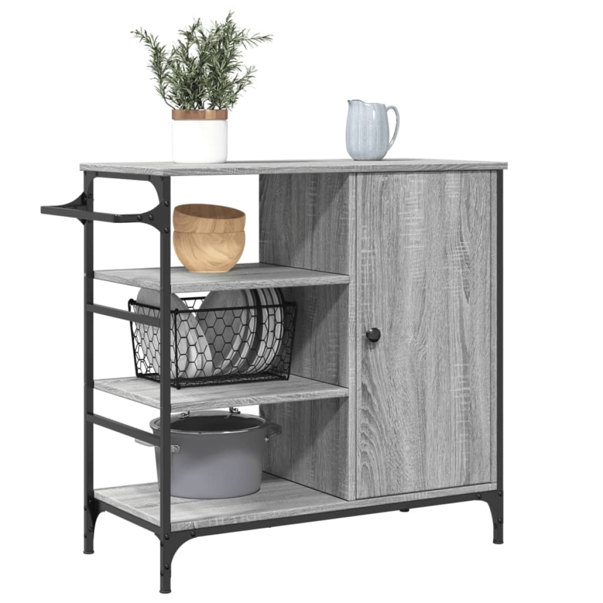 vidaXL Τρόλεϊ Κουζίνας Sonoma Γκρι 87,5x38,5x84,5 εκ. Επεξ. Ξύλο