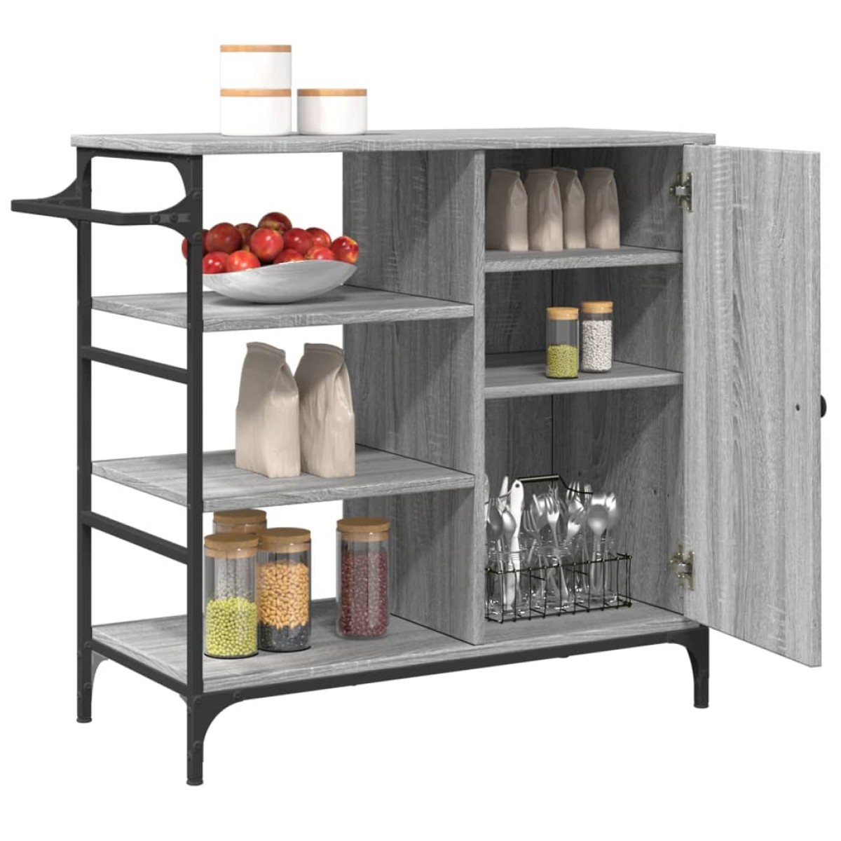 vidaXL Τρόλεϊ Κουζίνας Sonoma Γκρι 87,5x38,5x84,5 εκ. Επεξ. Ξύλο