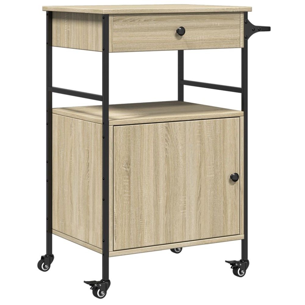 vidaXL Τρόλεϊ Κουζίνας Sonoma Δρυς 56x43x89,5 εκ. Επεξεργασμένο Ξύλο