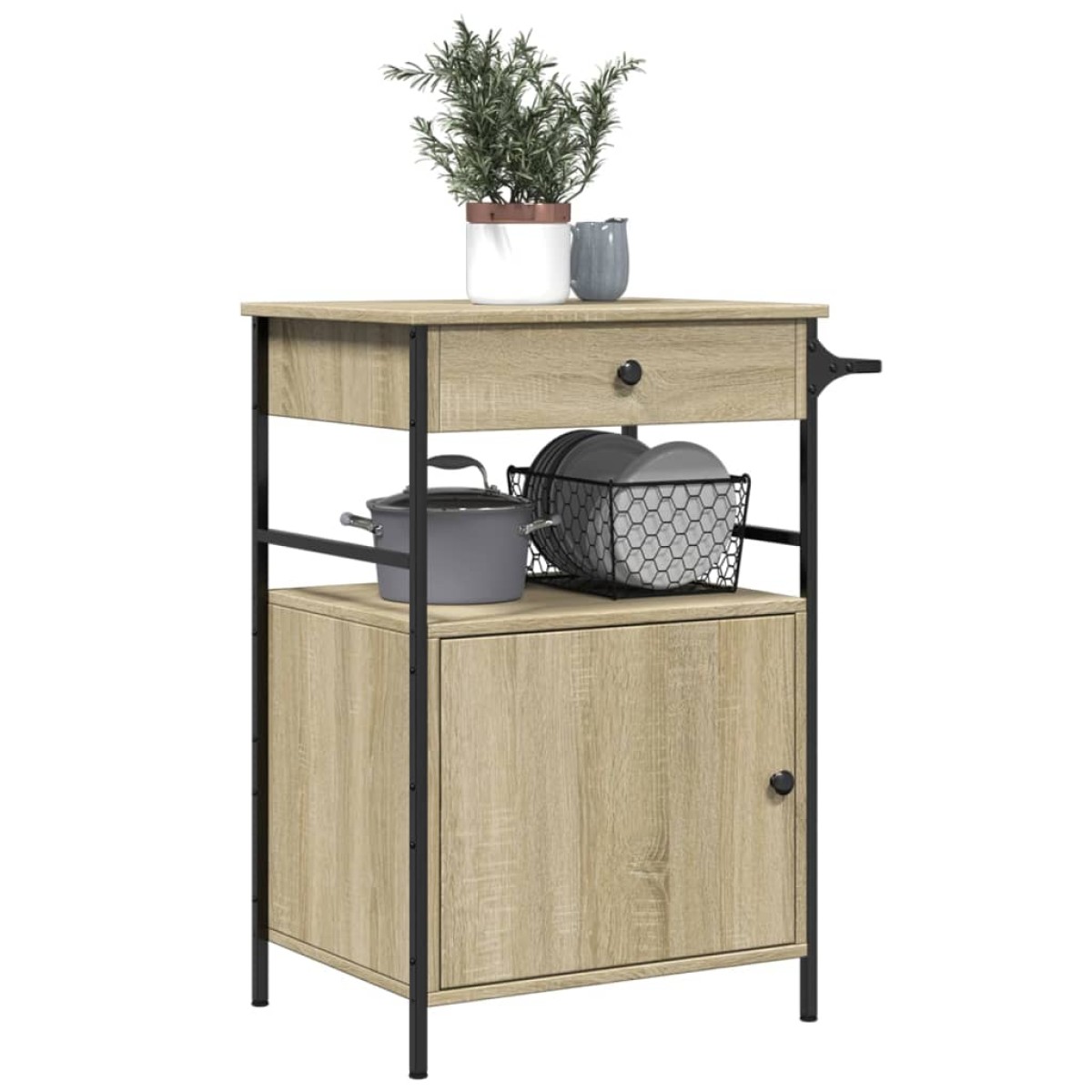 vidaXL Τρόλεϊ Κουζίνας Sonoma Δρυς 56x43x89,5 εκ. Επεξεργασμένο Ξύλο