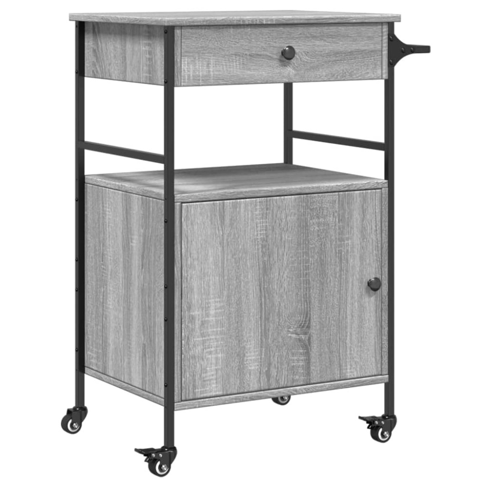 vidaXL Τρόλεϊ Κουζίνας Sonoma Γκρι 56x43x89,5 εκ. Επεξεργασμένο Ξύλο