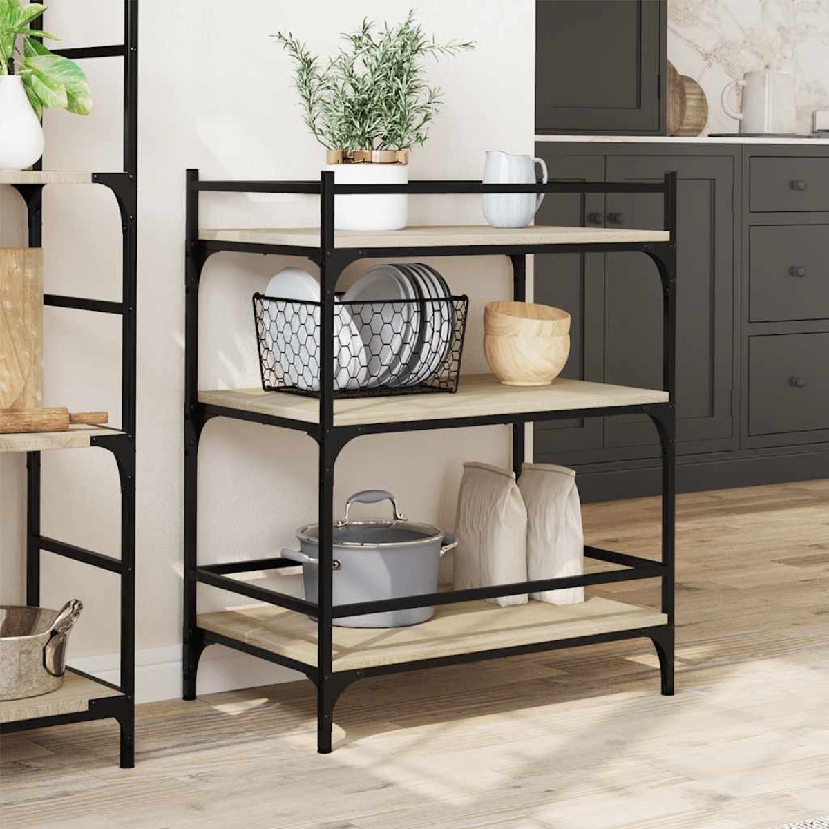 vidaXL Τρόλεϊ Κουζίνας Sonoma Δρυς 65x40x86,5 εκ. Επεξεργασμένο Ξύλο