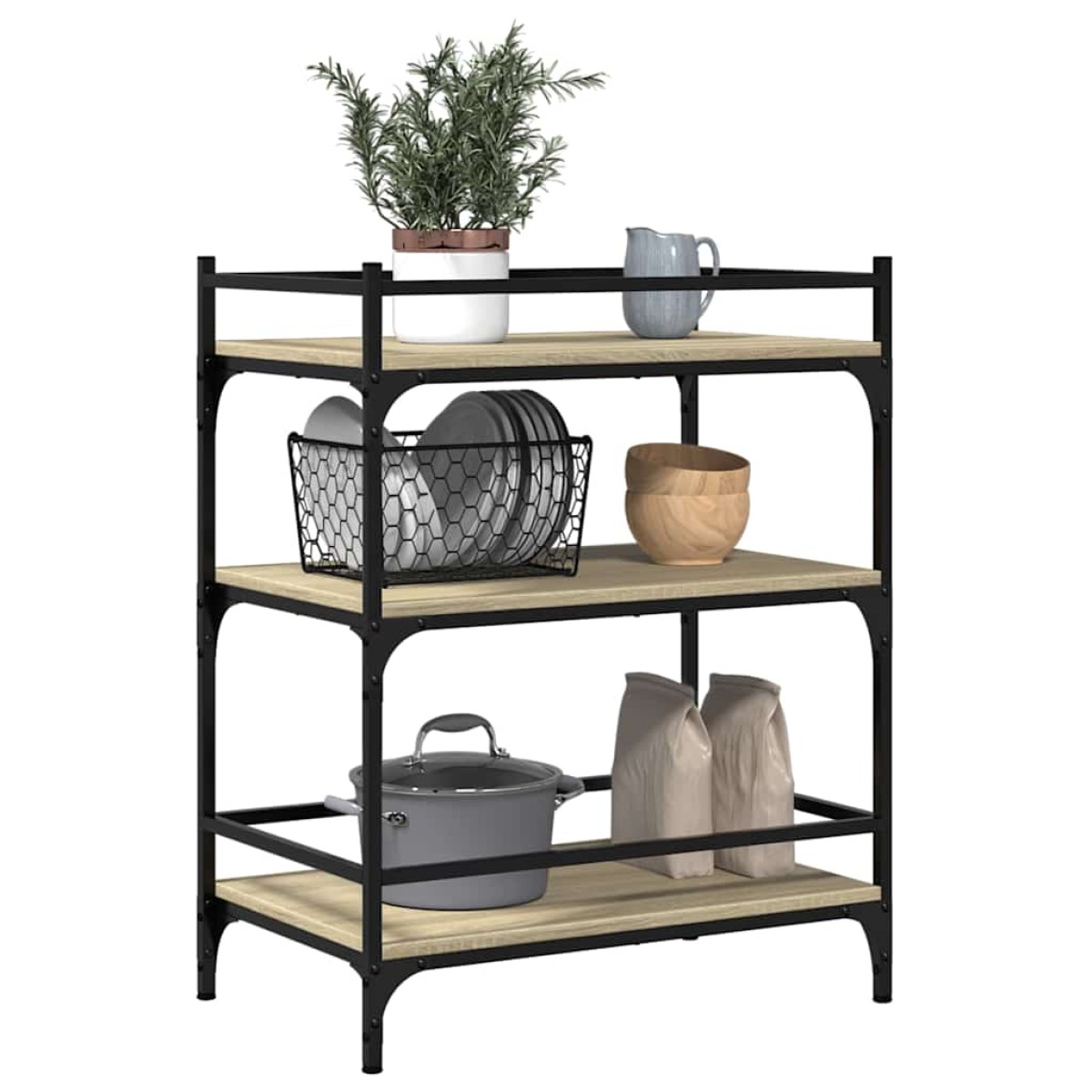 vidaXL Τρόλεϊ Κουζίνας Sonoma Δρυς 65x40x86,5 εκ. Επεξεργασμένο Ξύλο