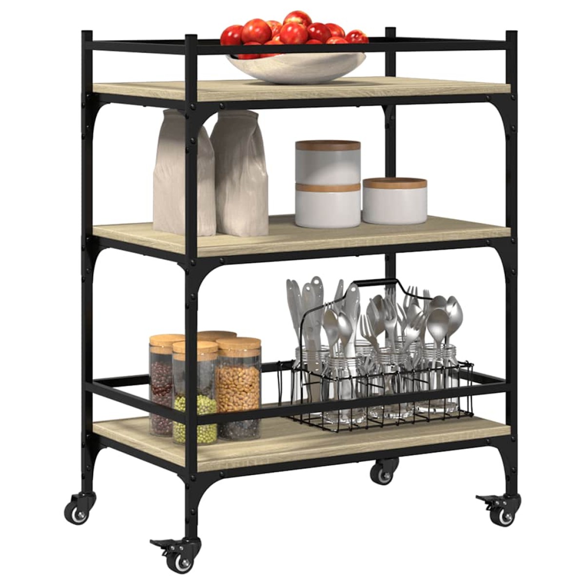 vidaXL Τρόλεϊ Κουζίνας Sonoma Δρυς 65x40x86,5 εκ. Επεξεργασμένο Ξύλο