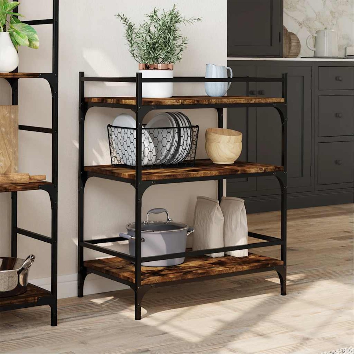 vidaXL Τρόλεϊ Κουζίνας Καπνιστή Δρυς 65x40x86,5 εκ. Επεξεργασμένο Ξύλο