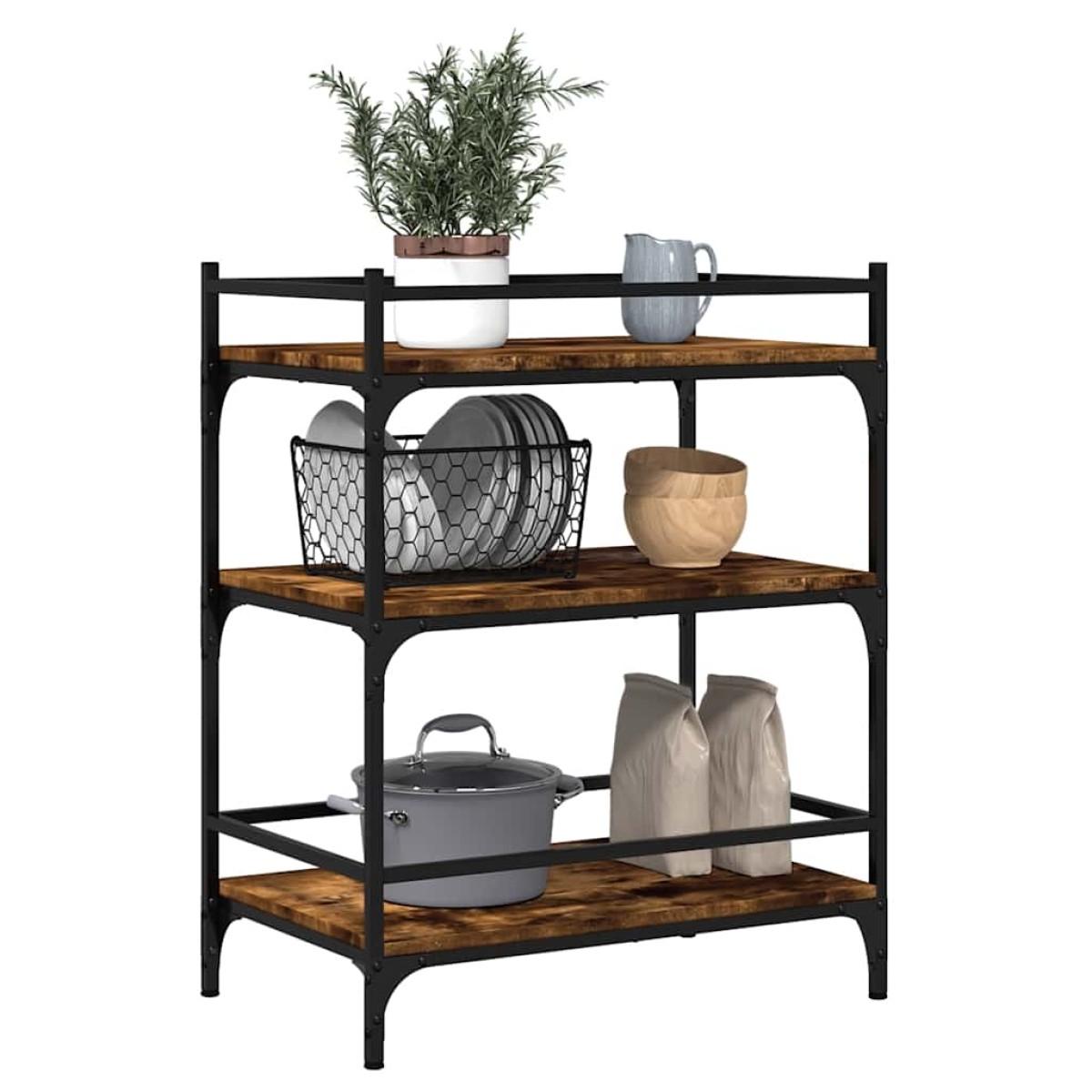 vidaXL Τρόλεϊ Κουζίνας Καπνιστή Δρυς 65x40x86,5 εκ. Επεξεργασμένο Ξύλο