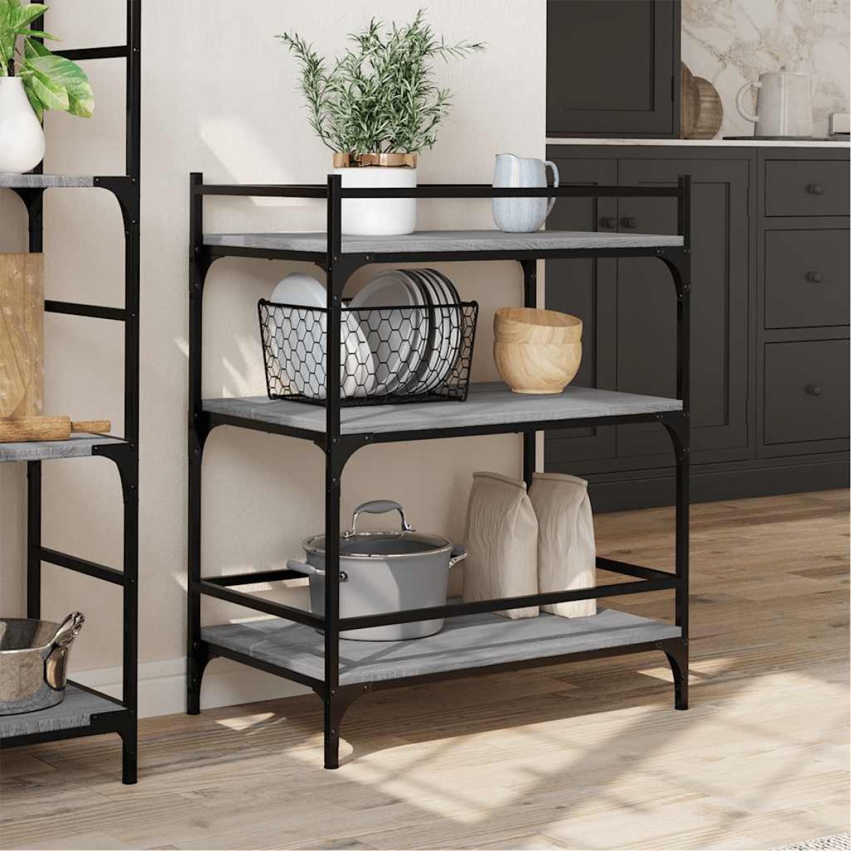vidaXL Τρόλεϊ Κουζίνας Sonoma Γκρι 65x40x86,5 εκ. Επεξεργασμένο Ξύλο