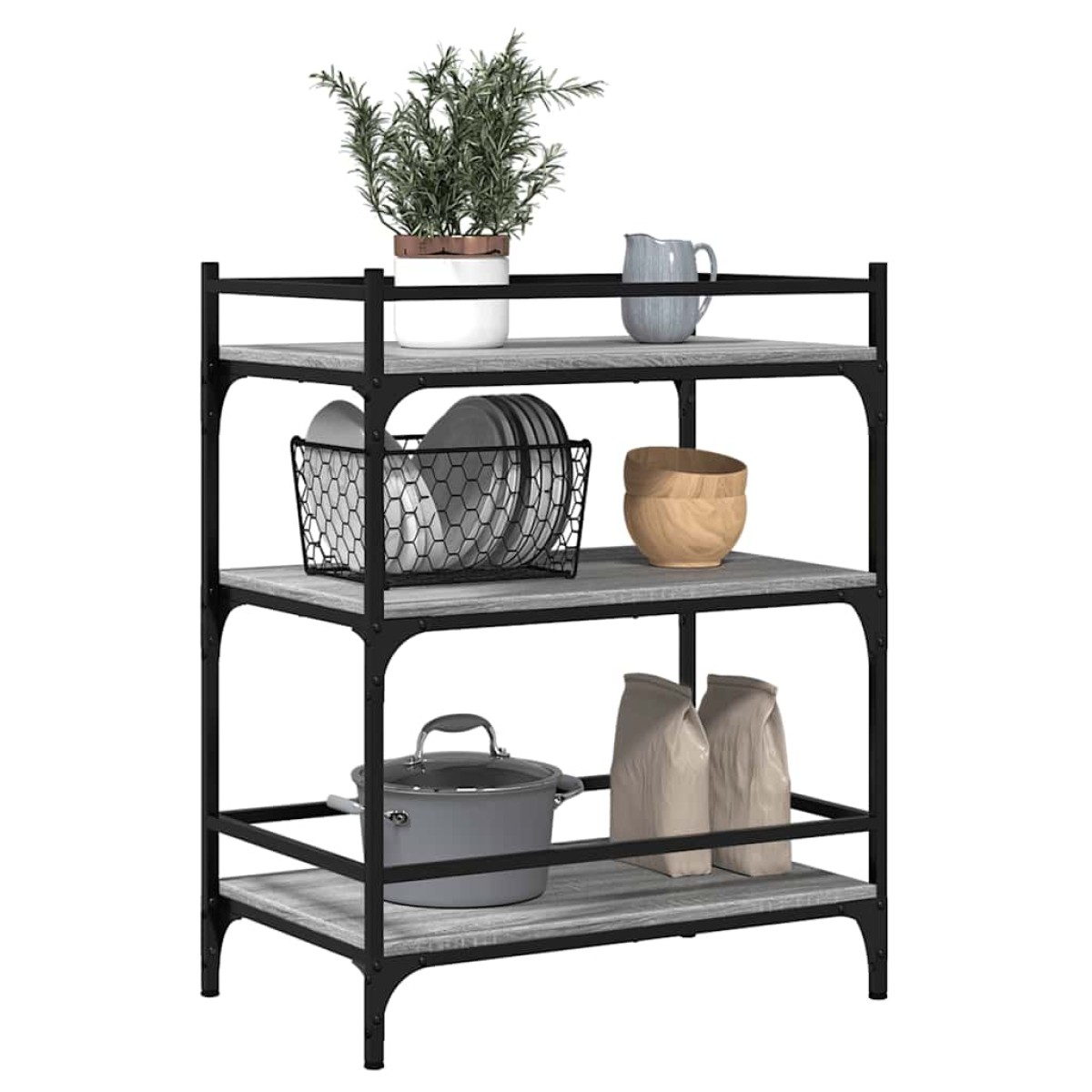 vidaXL Τρόλεϊ Κουζίνας Sonoma Γκρι 65x40x86,5 εκ. Επεξεργασμένο Ξύλο