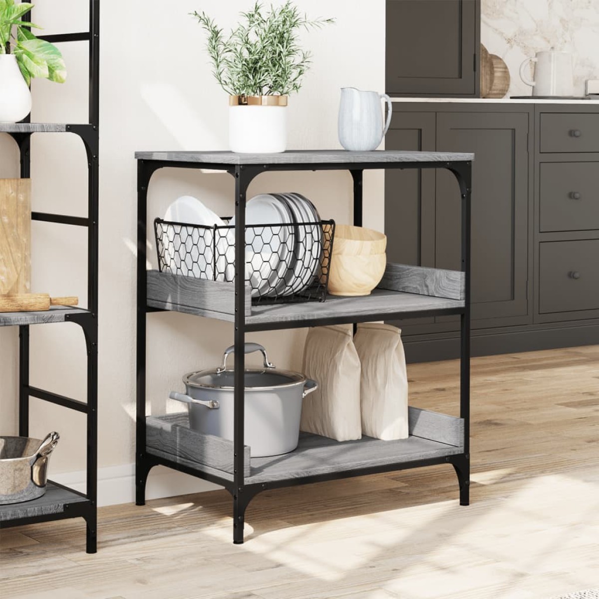 vidaXL Τρόλεϊ Κουζίνας Sonoma Γκρι 60x41x80,5 εκ. Επεξεργασμένο Ξύλο