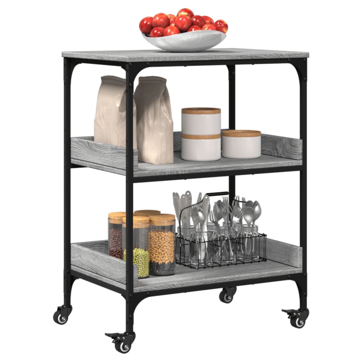 vidaXL Τρόλεϊ Κουζίνας Sonoma Γκρι 60x41x80,5 εκ. Επεξεργασμένο Ξύλο