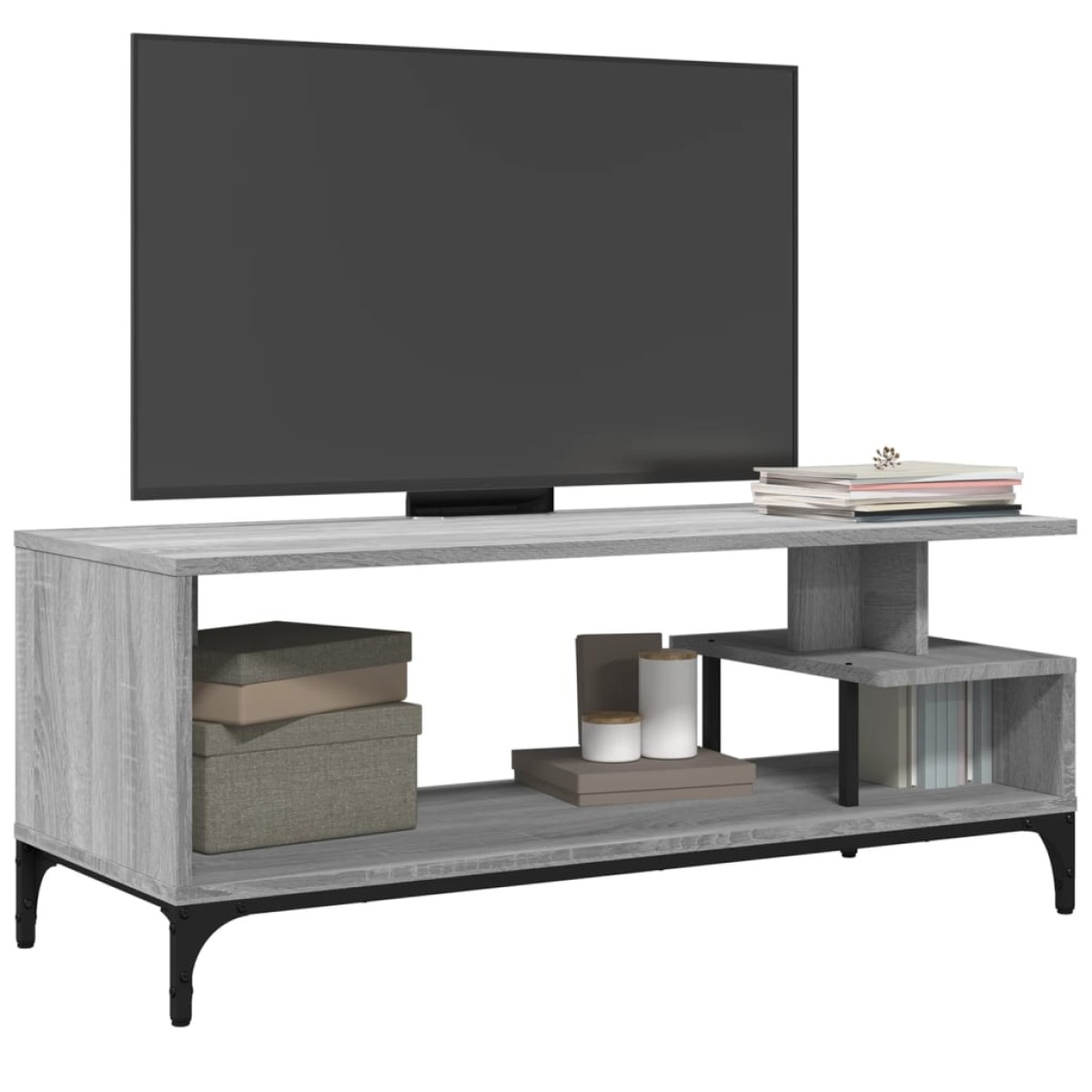 vidaXL Έπιπλο TV Γκρι Sonoma 102x40x41εκ Επ Ξύλο/Ατσάλι Ηλ Βαφή Πούδρα