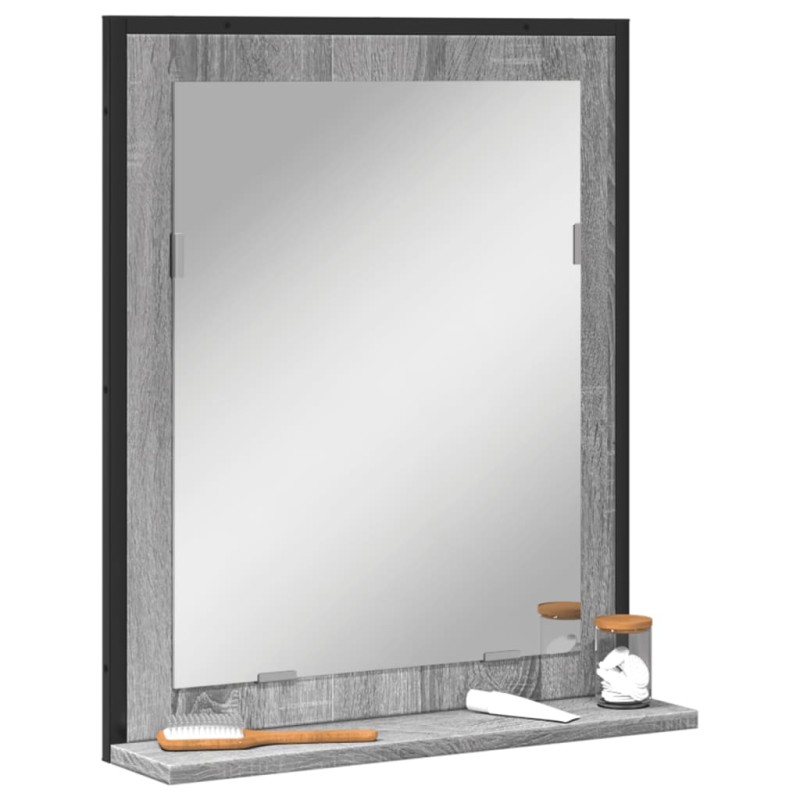 vidaXL Καθρέφτης Μπάνιου με Ράφι Γκρι Sonoma 50x12x60 εκ. Επεξ. Ξύλο