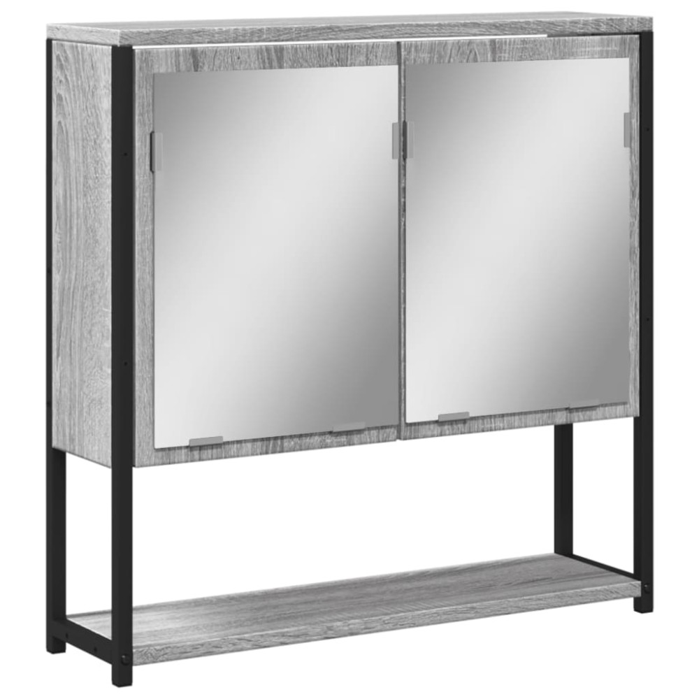 vidaXL Καθρέφτης Μπάνιου Ντουλάπι Γκρι Sonoma 60x16x60 εκ Επεξ. Ξύλο