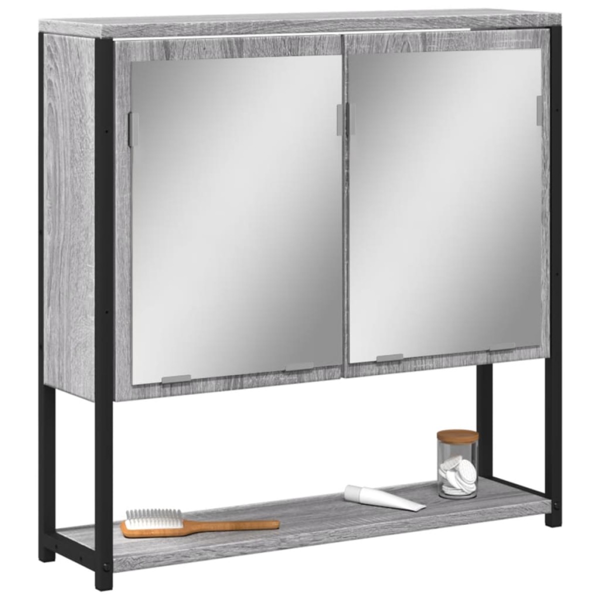 vidaXL Καθρέφτης Μπάνιου Ντουλάπι Γκρι Sonoma 60x16x60 εκ Επεξ. Ξύλο