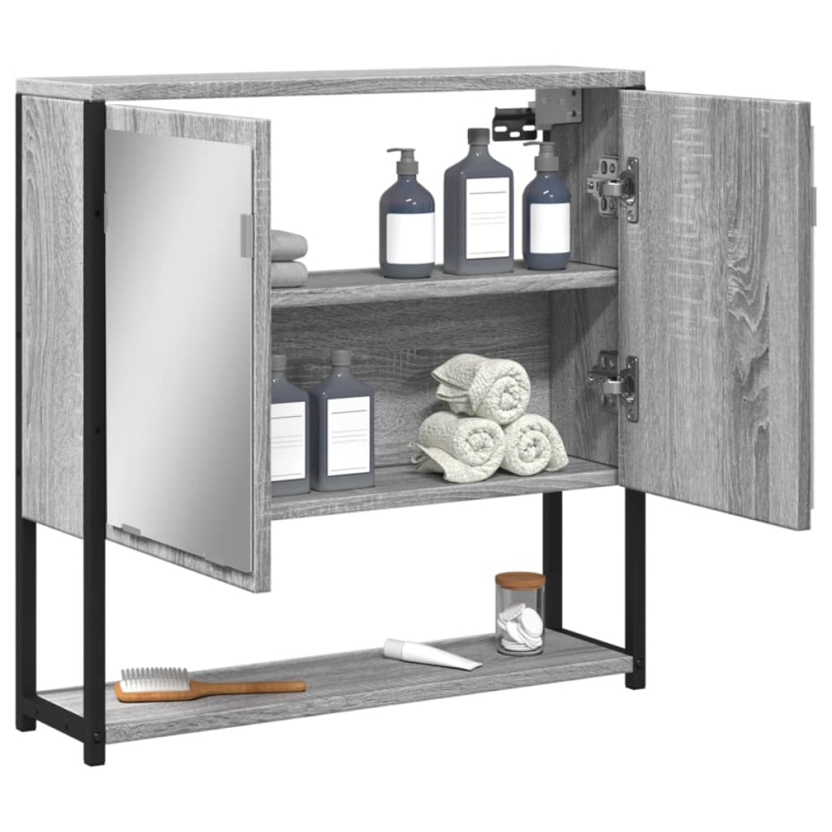 vidaXL Καθρέφτης Μπάνιου Ντουλάπι Γκρι Sonoma 60x16x60 εκ Επεξ. Ξύλο
