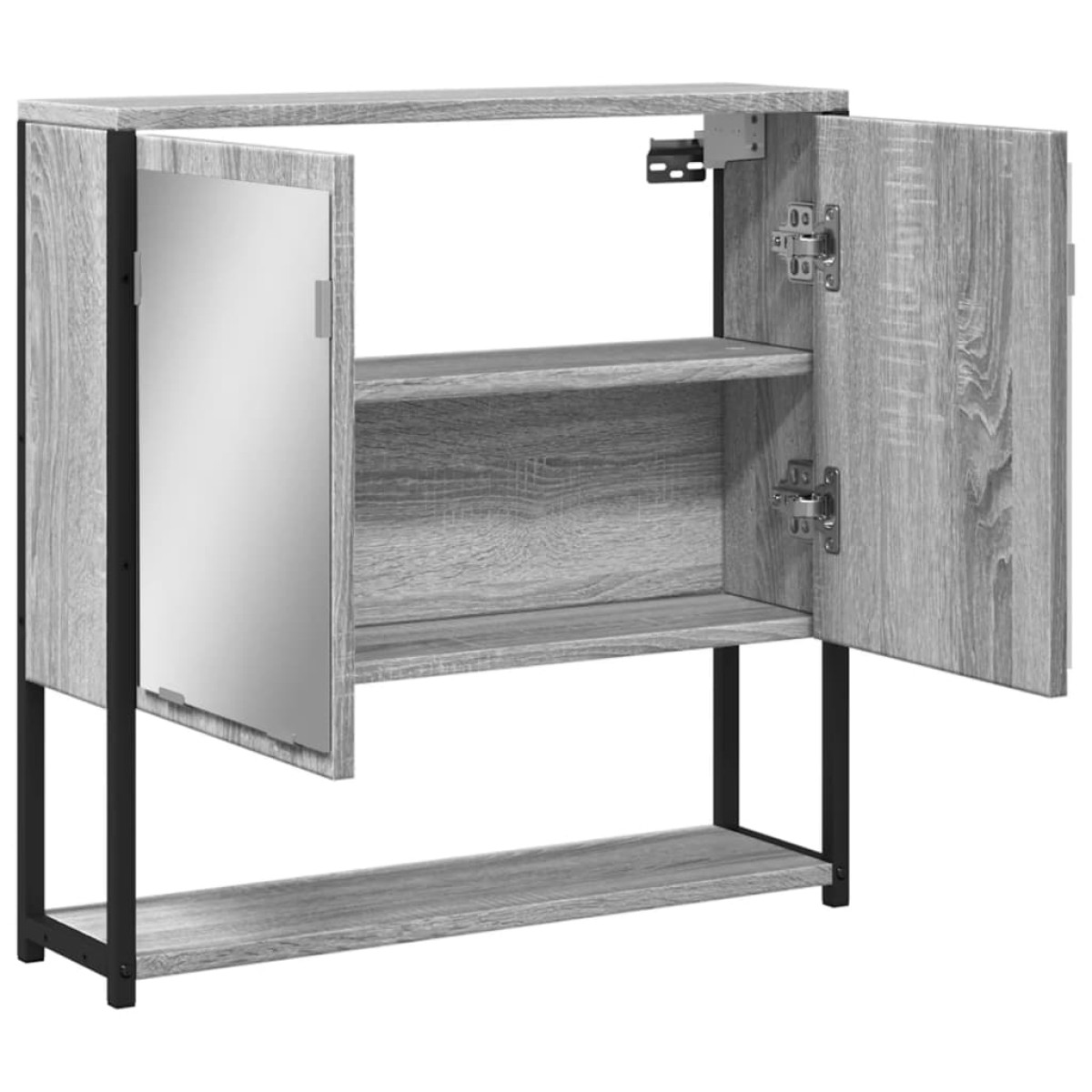 vidaXL Καθρέφτης Μπάνιου Ντουλάπι Γκρι Sonoma 60x16x60 εκ Επεξ. Ξύλο