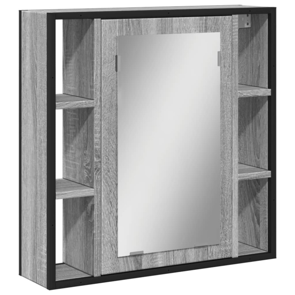 vidaXL Καθρέφτης Μπάνιου Ντουλάπι Γκρι Sonoma 60x16x60 εκ Επεξ. Ξύλο