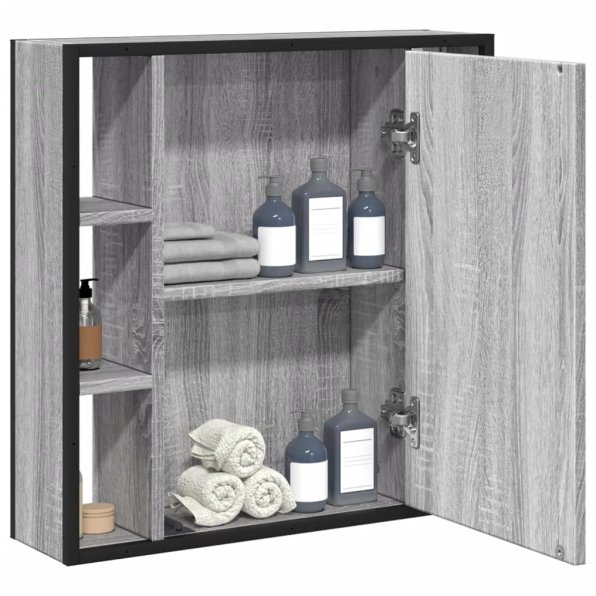 vidaXL Καθρέφτης Μπάνιου Ντουλάπι Γκρι Sonoma 60x16x60 εκ Επεξ. Ξύλο