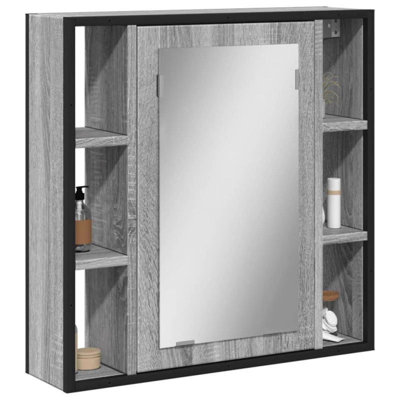 vidaXL Καθρέφτης Μπάνιου Ντουλάπι Γκρι Sonoma 60x16x60 εκ Επεξ. Ξύλο