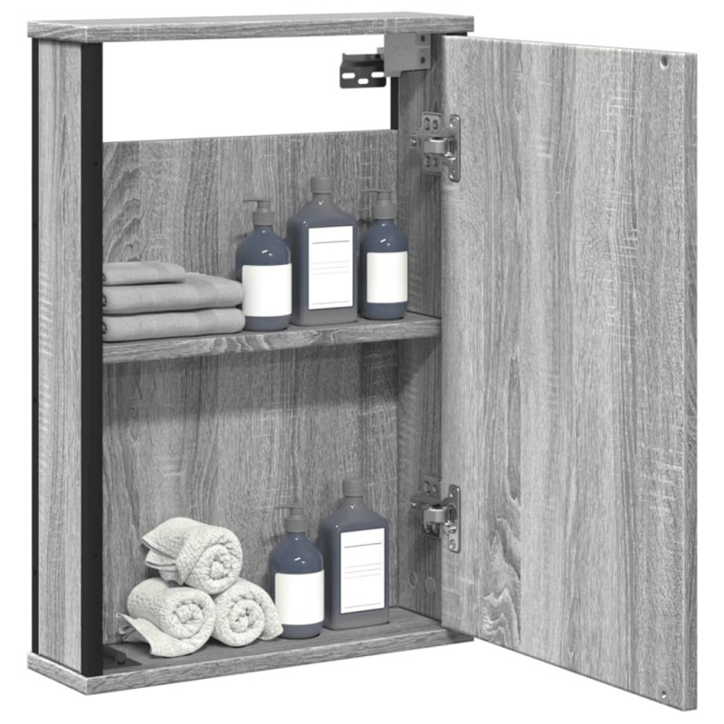 vidaXL Καθρέφτης Μπάνιου Ντουλάπι Γκρι Sonoma 42x12x60 εκ Επεξ. Ξύλο