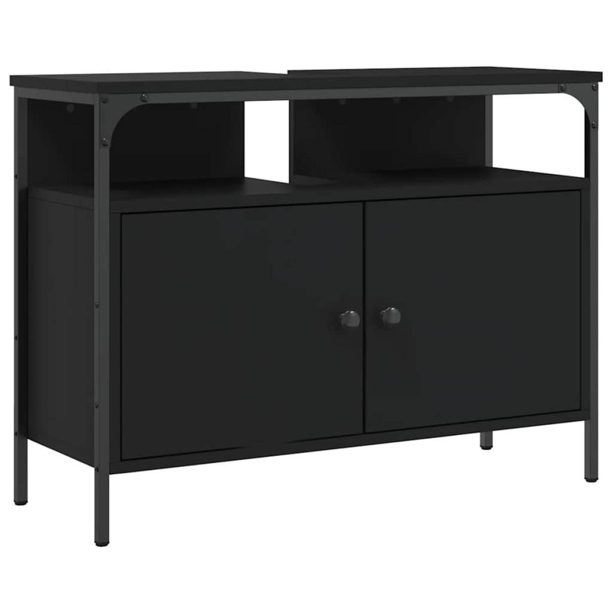 vidaXL Ντουλάπι Νιπτήρα Μπάνιου Μαύρο 60x30x60 εκ. Επεξεργασμένο Ξύλο