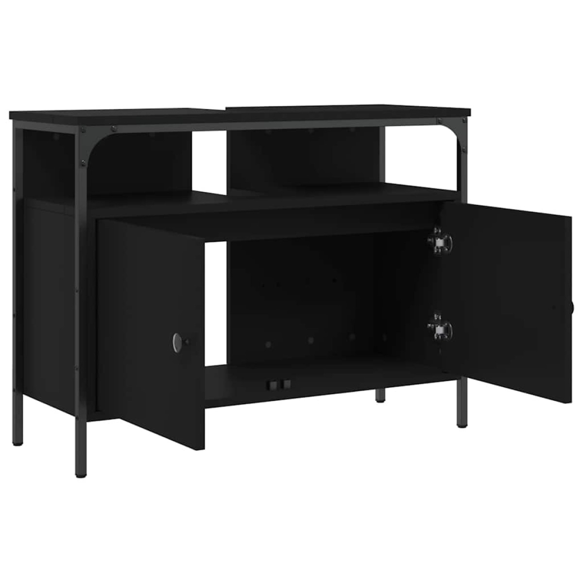 vidaXL Ντουλάπι Νιπτήρα Μπάνιου Μαύρο 60x30x60 εκ. Επεξεργασμένο Ξύλο