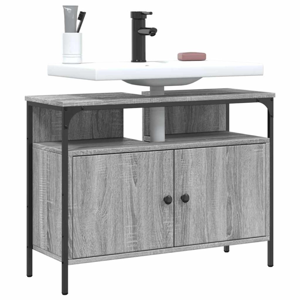 vidaXL Ντουλάπι Νιπτήρα Μπάνιου Γκρι Sonoma 80x30x60 εκ. Επεξ. Ξύλο