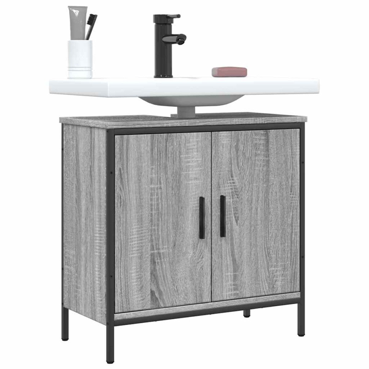 vidaXL Ντουλάπι Νιπτήρα Μπάνιου Γκρι Sonoma 60x30x60 εκ. Επεξ. Ξύλο