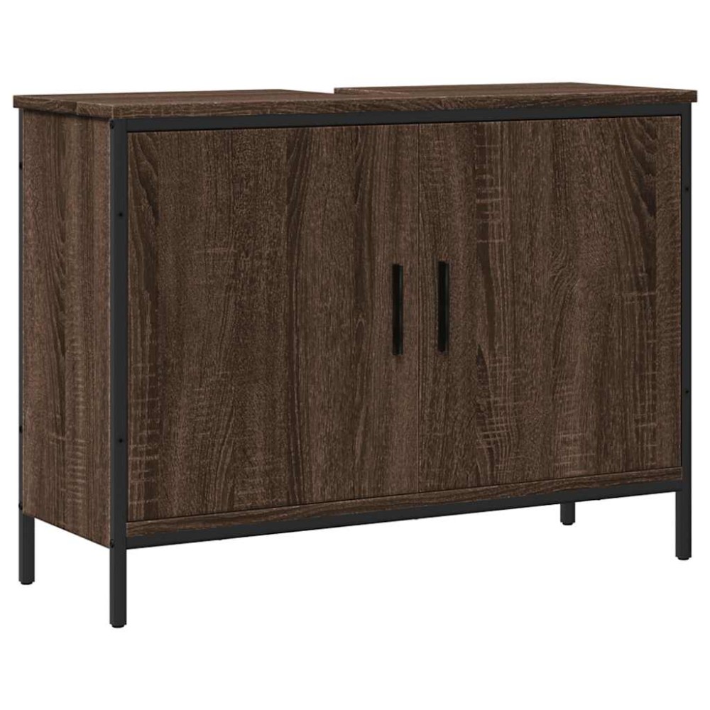 vidaXL Ντουλάπι Νιπτήρα Μπάνιου Καφέ Δρυς 80x30x60 εκ. Επεξ. Ξύλο