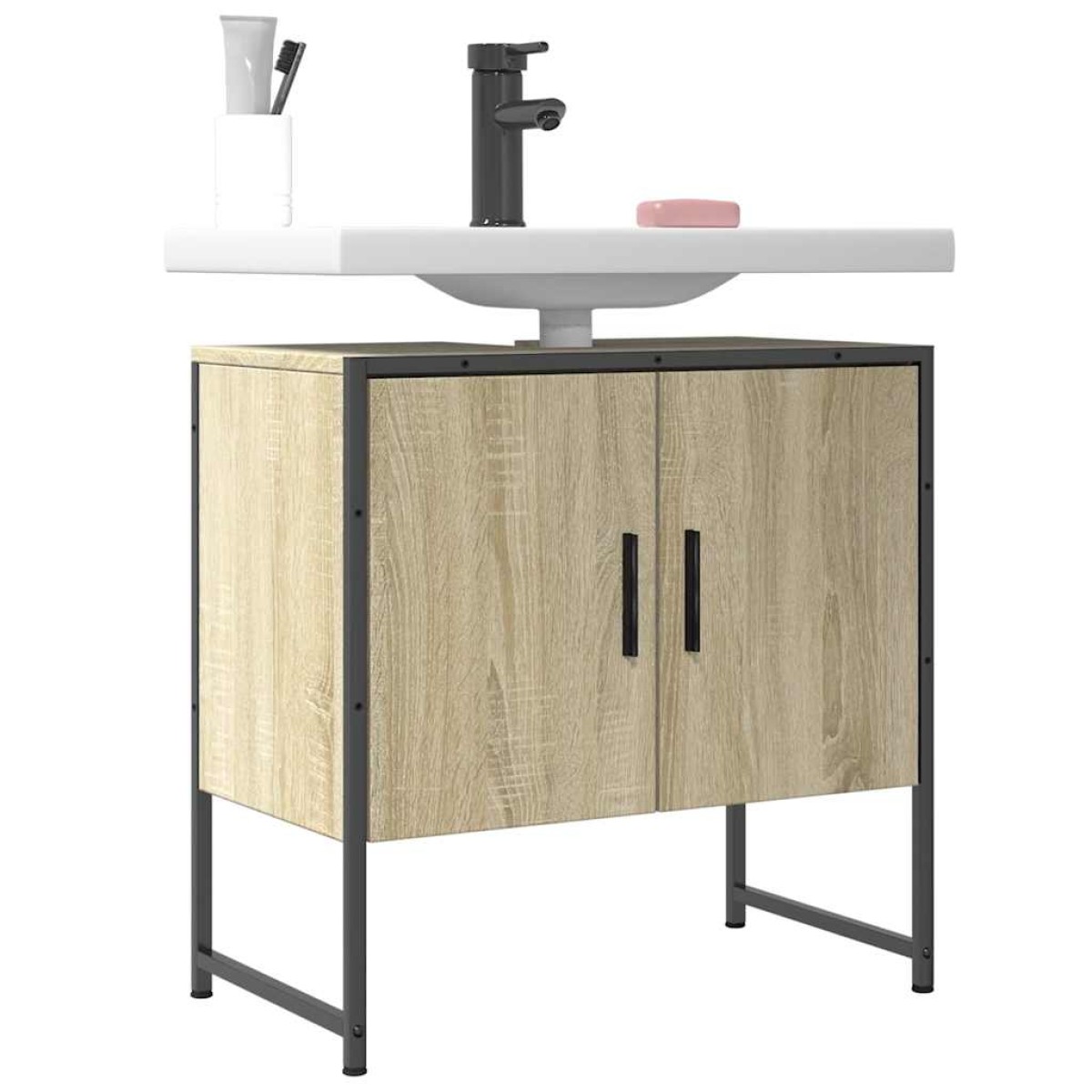 vidaXL Ντουλάπι Νιπτήρα Μπάνιου Sonoma Δρυς 60x33x60 εκ. Επεξ. Ξύλο