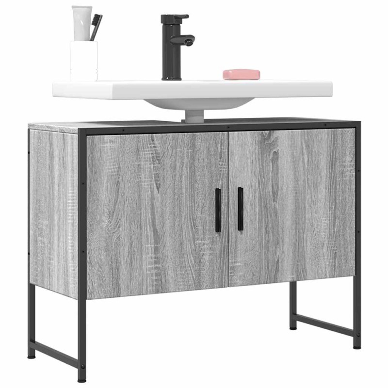 vidaXL Ντουλάπι Μπάνιου Νιπτήρα Γκρι Sonoma 80 x 33 x 60εκ. Επεξ. Ξύλο