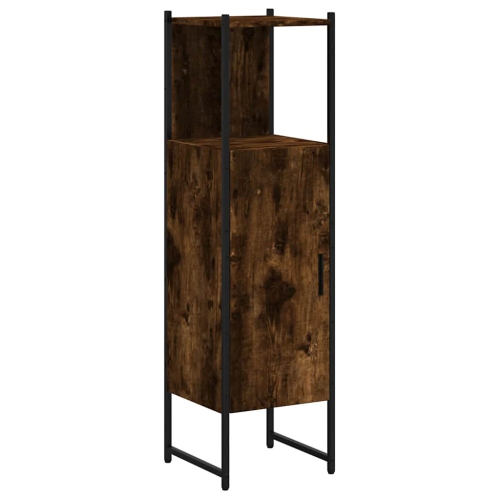 vidaXL Ντουλάπι Μπάνιου Καπνιστή Δρυς 33x33x120,5 εκ. Επεξεργ. Ξύλο