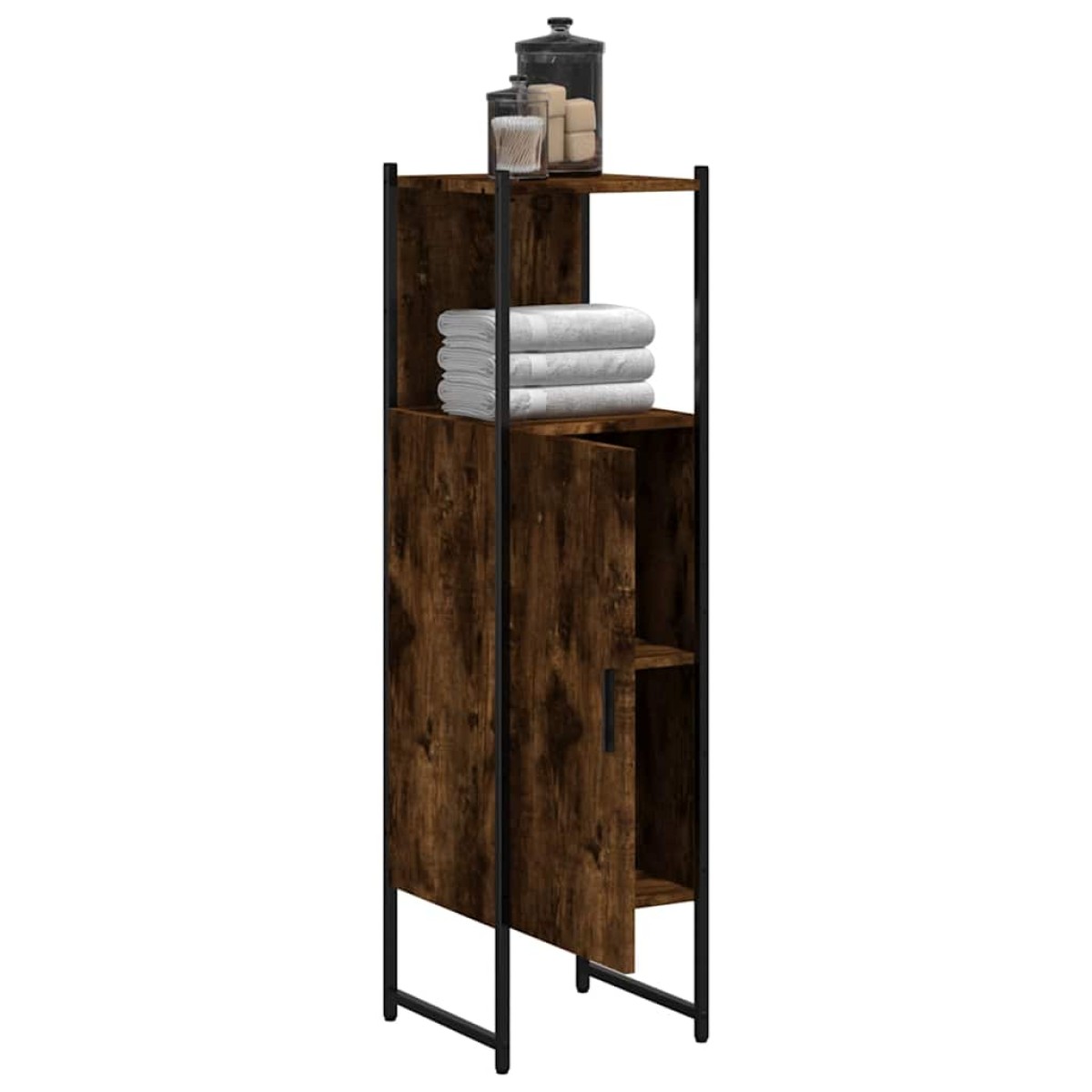 vidaXL Ντουλάπι Μπάνιου Καπνιστή Δρυς 33x33x120,5 εκ. Επεξεργ. Ξύλο