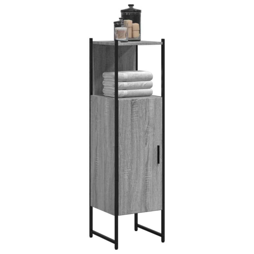 vidaXL Ντουλάπι Μπάνιου Γκρι Sonoma 33x33x120,5 εκ. Επεξεργασμένο Ξύλο