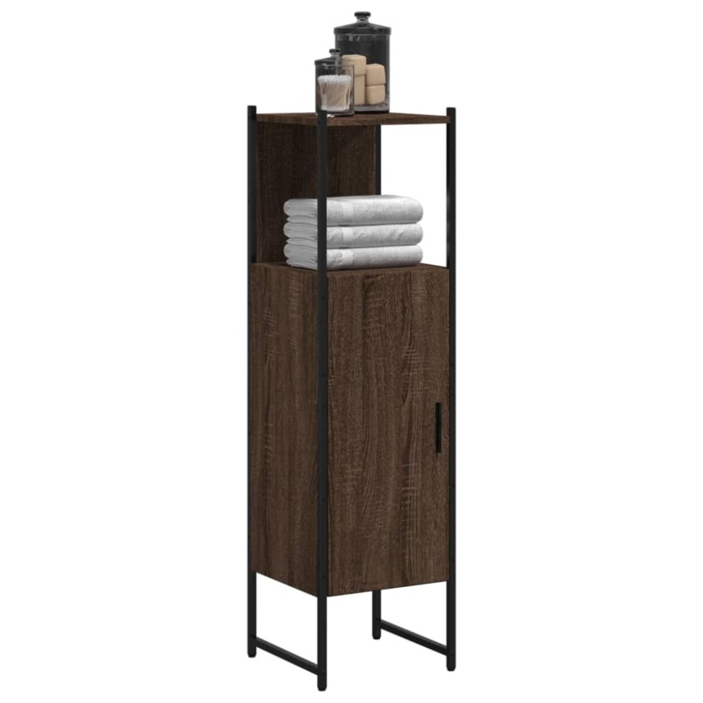 vidaXL Ντουλάπι Μπάνιου Καφέ Δρυς 33x33x120,5 εκ. Επεξεργ. Ξύλο