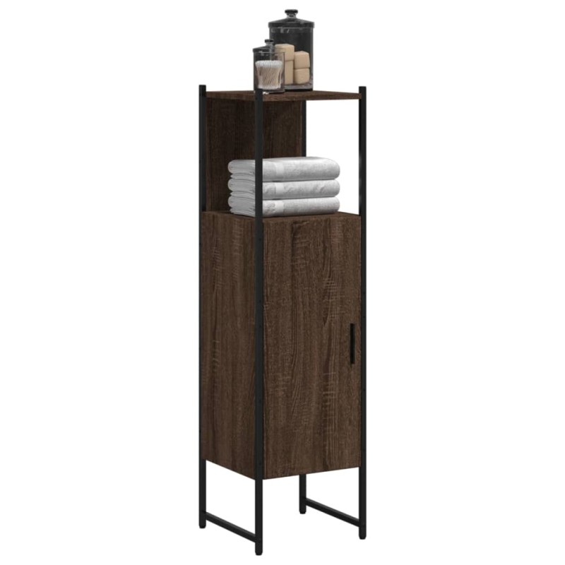 vidaXL Ντουλάπι Μπάνιου Καφέ Δρυς 33x33x120,5 εκ. Επεξεργ. Ξύλο