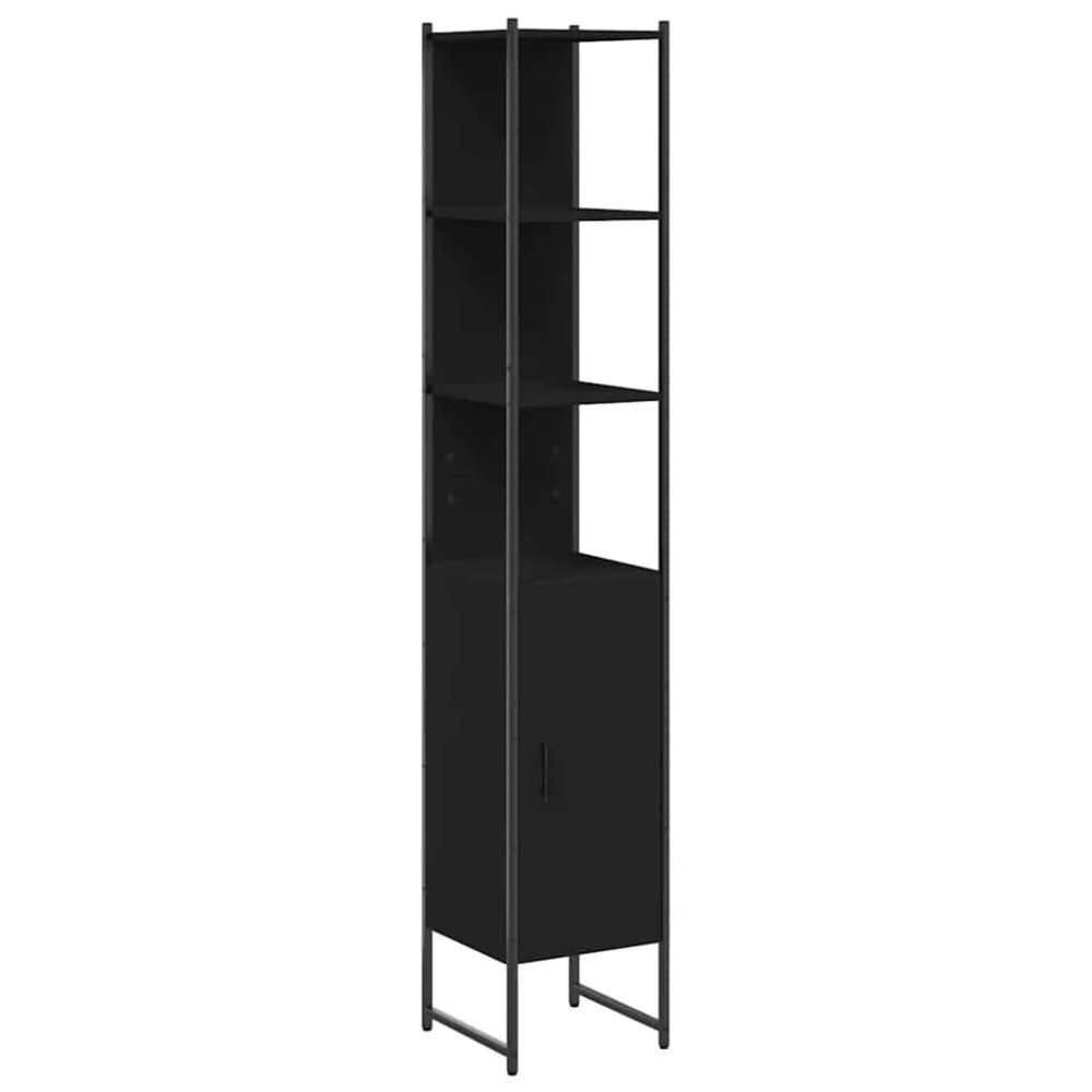 vidaXL Ντουλάπι Μπάνιου Μαύρο 33 x 33 x 185,5 εκ. Επεξεργασμένο Ξύλο