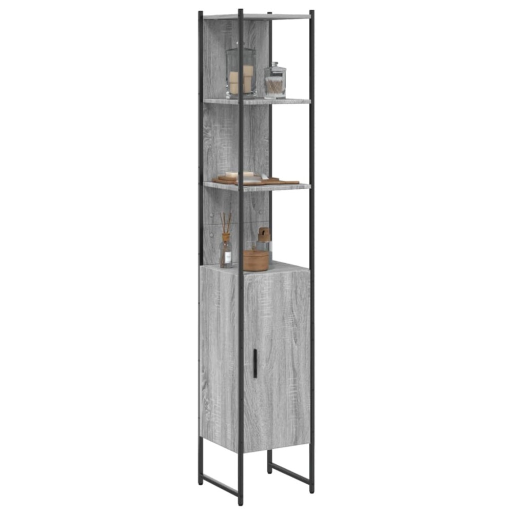 vidaXL Ντουλάπι Μπάνιου Γκρι Sonoma 33x33x185,5 εκ. Επεξεργασμένο Ξύλο