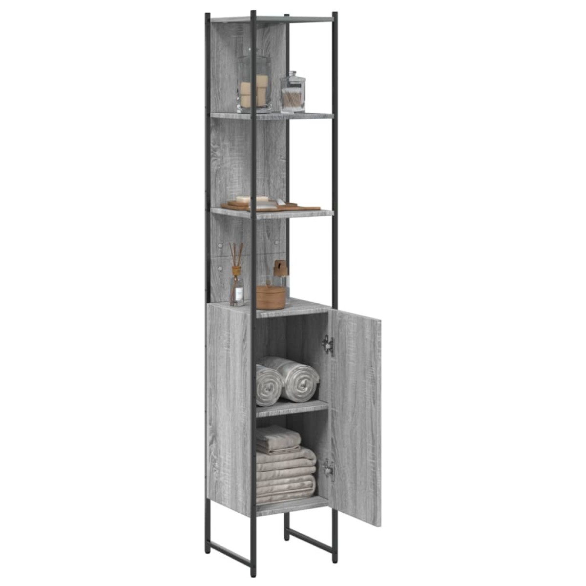 vidaXL Ντουλάπι Μπάνιου Γκρι Sonoma 33x33x185,5 εκ. Επεξεργασμένο Ξύλο