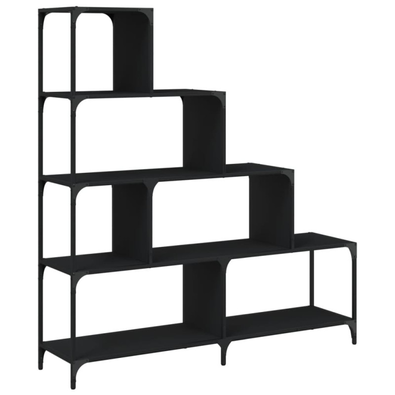 vidaXL Βιβλιοθήκη Σκάλα 4 Ράφια Μαύρη 139x33,5x149 εκ. Επεξεργ. Ξύλο