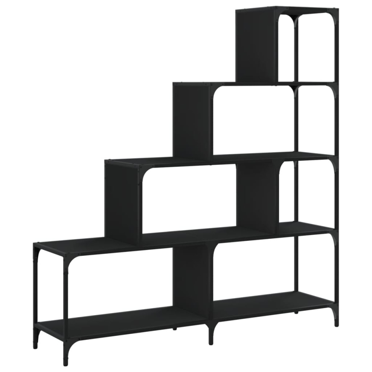 vidaXL Βιβλιοθήκη Σκάλα 4 Ράφια Μαύρη 139x33,5x149 εκ. Επεξεργ. Ξύλο