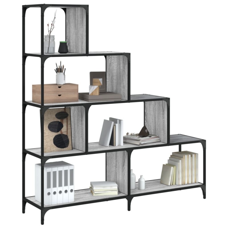 vidaXL Βιβλιοθήκη Σκάλα 4 Ράφια Γκρι Sonoma 139x33,5x149 εκ Επεξ. Ξύλο