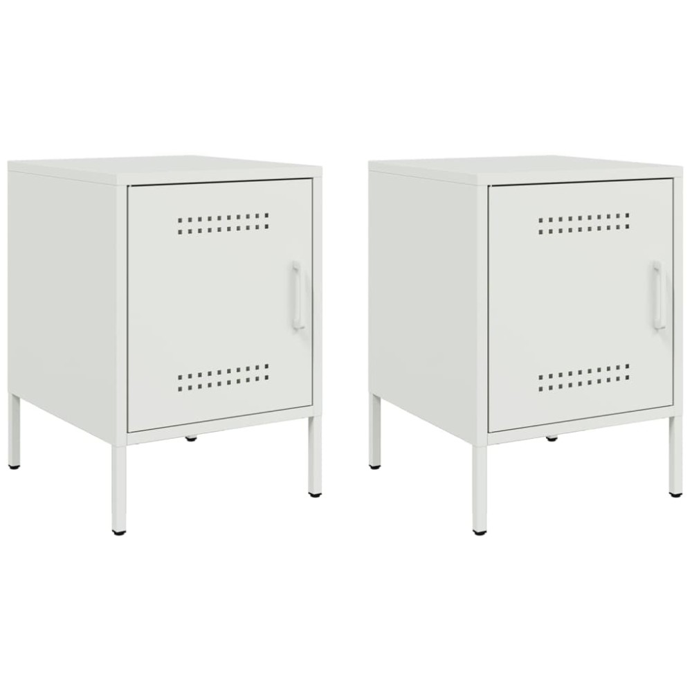 vidaXL Κομοδίνα 2 τεμ. Λευκές 36x39x50,5 εκ. Χάλυβα
