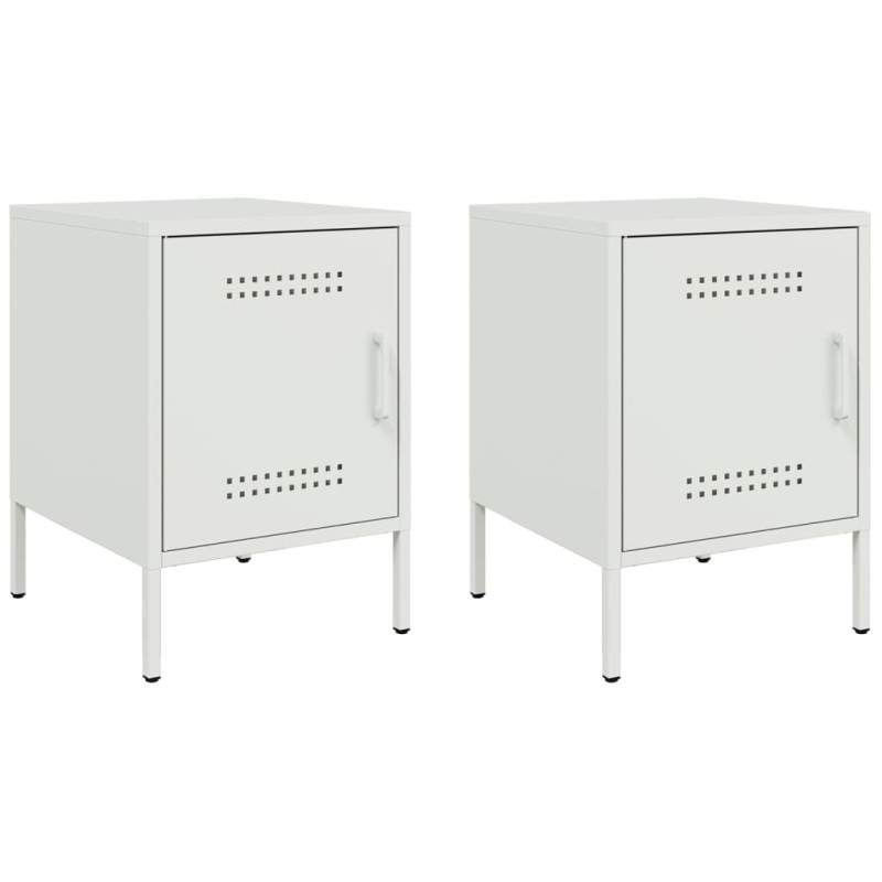 vidaXL Κομοδίνα 2 τεμ. Λευκές 36x39x50,5 εκ. Χάλυβα