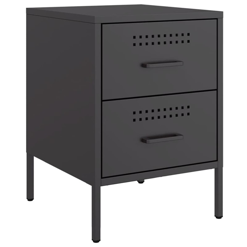 vidaXL Κομοδίνο Μαύρο 36x39x50,5 εκ. από Χάλυβα