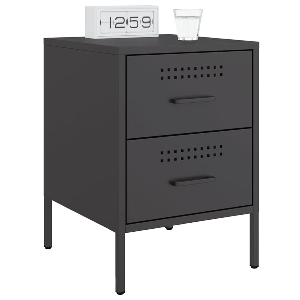 vidaXL Κομοδίνο Μαύρο 36x39x50,5 εκ. από Χάλυβα