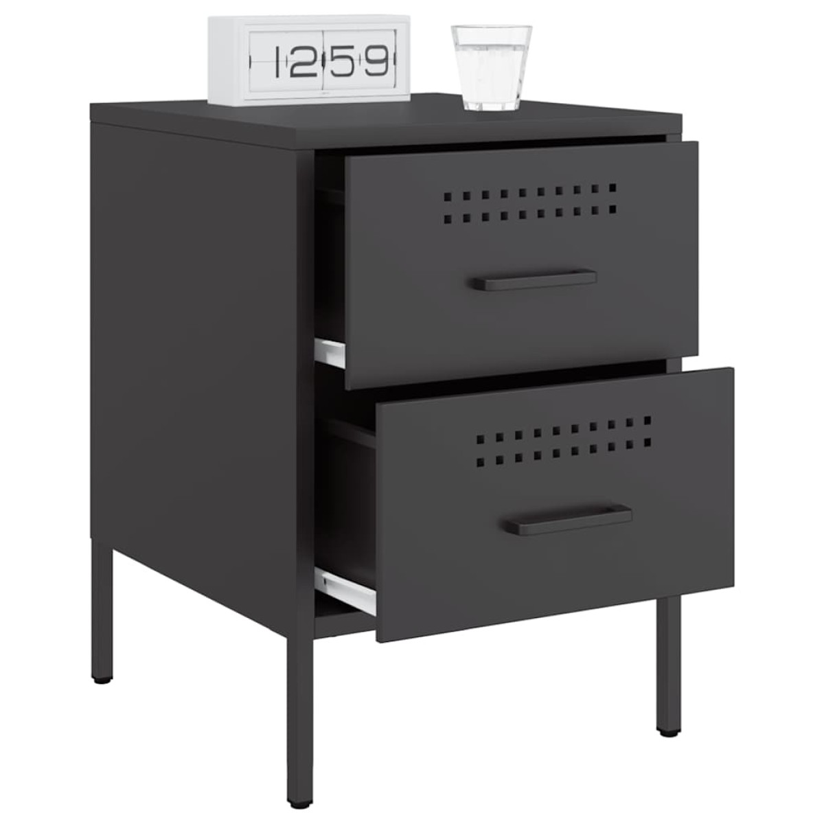 vidaXL Κομοδίνο Μαύρο 36x39x50,5 εκ. από Χάλυβα